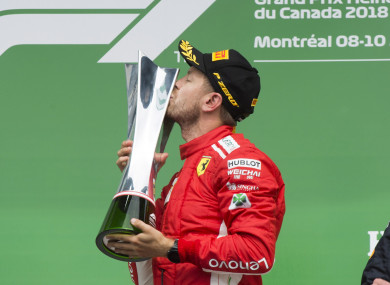 Vettel with his trophy.