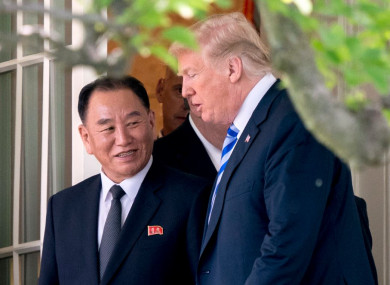 US President Donald Trump and Kim Yong Chol, one of leader Kim Jong-un's closest aides, at the White House today.