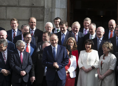 Fianna Fáil TDs outside the Dáil after the 2016 general election.