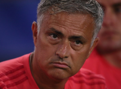 Mourinho pictured during Man United's International Champions Cup game with AC Milan on Wednesday.