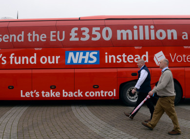 The Vote Leave campaign bus in Cornwall ahead of the referendum.