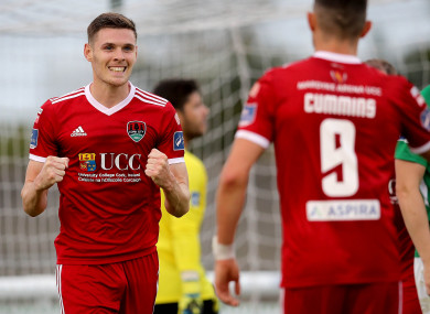 Garry Buckley celebrates scoring for Cork City on Friday.