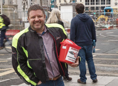 Brian O'Callaghan Westropp collecting money for Blood Bikes East.