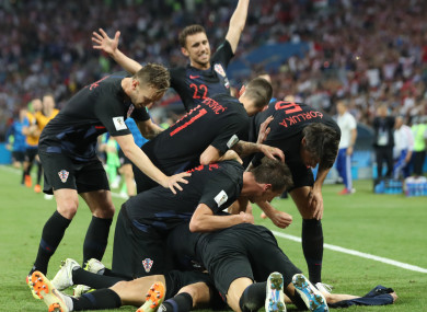 Croatia players celebrate.