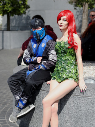 Anthony Dowling as Sub Zero and Daisey Delaney as Poison Ivy, at Dublin Comic Con 2017