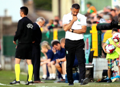 Dean Klafuric on the touchline at Turner's Cross during Legia Warsaw's first leg against Cork City.