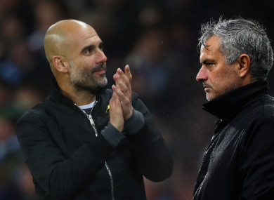Pep Guardiola and Jose Mourinho (file pic).