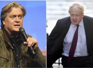 Former Trump aide Steve Bannon and former UK minister Boris Johnson.