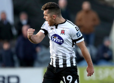 Dundalk's Ronan Murray celebrates scoring a penalty.