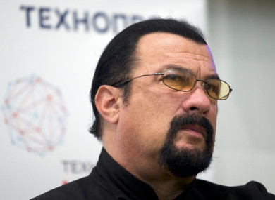 Steven Seagal speaks at a news conference