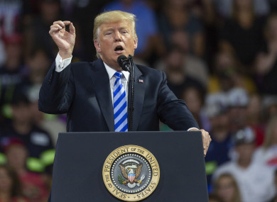 Donald Trump speaking at a rally yesterday
