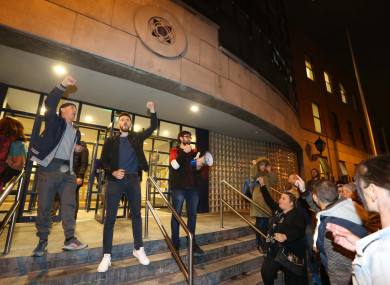 Take Back the City activists outside Store Street Garda Station