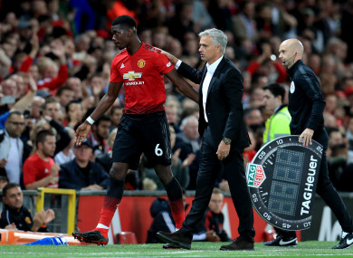 Paul Pogba and Man United manager Jose Mourinho.