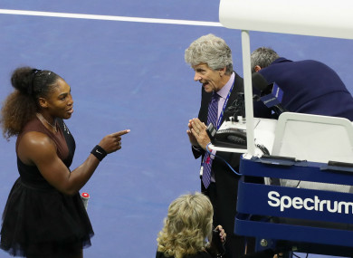 Serena Williams argues with US Open officials.