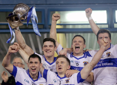 Diarmuid Connolly lifts the trophy following St Vincent's final win against Ballymun Kickhams last year.