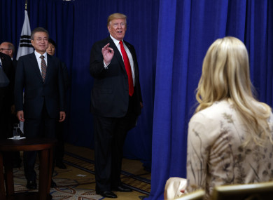 File photo: Donald Trump answers questions from reporters.