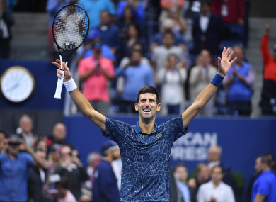 Novak Djokovic celebrates his victory.