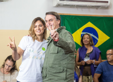 President elect Jair Bolsonaro, is the latest far right leader to be elected to power. Bolsonaro pictured with his wife Michelle.