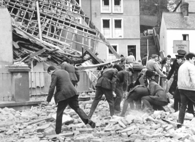 The aftermath of a bomb blast that killed 11 and injured 60 in Fermanagh in 1987.