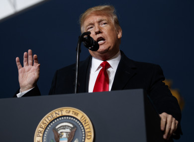 Donald Trump speaks during a campaign rally 12 Oct