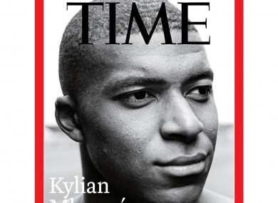 French World Cup winner Kylian Mbappé on the cover of Time magazine.