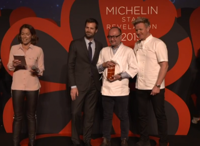Chef Takashi Miyazaki receiving his star earlier.