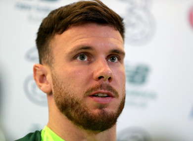 Scott Hogan pictured speaking at an Ireland press conference.