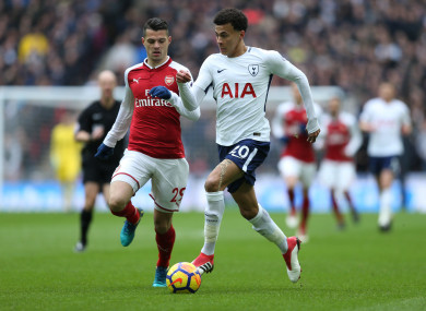Tottenham Hotspur's Dele Alli and Arsenal's Granit Xhaka.