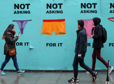 A mural highlighting consent which has been set up next to the Bernard Shaw in Dublin
