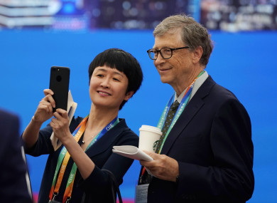 Gates posing for a selfie before his speech