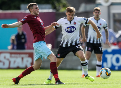 Georgie Poynton in possession for Dundalk during their 2018 EA Sports Cup semi-final against Cobh Ramblers.