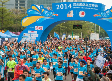 The Shenzhen half marathon attracts thousands of runners each year.
