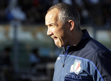 Italy head coach Conor O'Shea looks on at his side's clash with Australia.