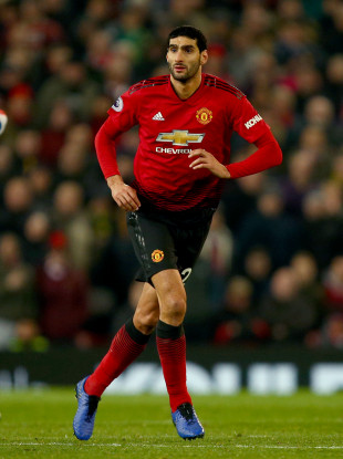 Marouane Fellaini pictured during tonight's game.
