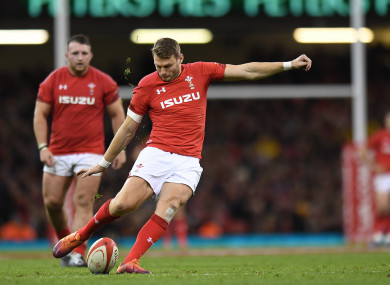 Dan Biggar in action for Wales against Australia.