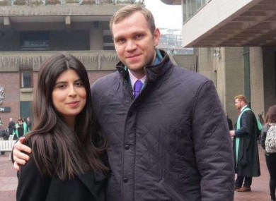 Matthew Hedges with his wife Daniela Tejada