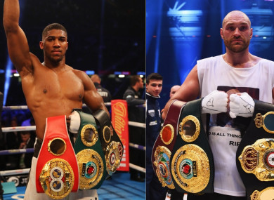 Composite image of Anthony Joshua (L) and Tyson Fury as world heavyweight champion