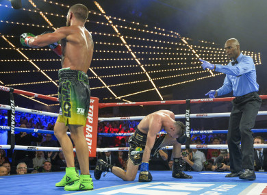 Vasiliy Lomachenko after his second knock down of Jose Pedraza.