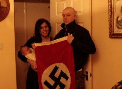 Patatas and Thomas pictured with a Nazi flag.