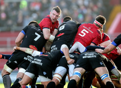 O'Mahony works in a maul during yesterday's hard-fought win.