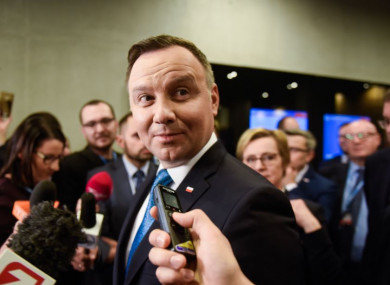 Andrzej Duda, President of Poland, speaking to the media during the COP24 UN Climate Change Conference.