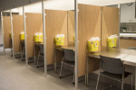 Injection booths are seen at the Cactus safe injection site in Montreal, Canada