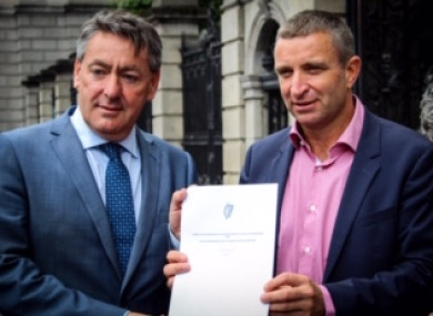 FIanna Fáil's Billy Kelleher and Niall Collins with the Occupied Territories Bill
