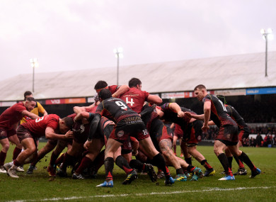 Munster maul towards the Dragons' line.