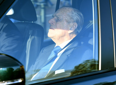 The Duke of Edinburgh arriving for the Queen's Christmas lunch at Buckingham Palace.