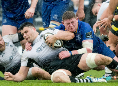David Sisi tackled by Tadhg Furlong while playing for Zebre against Leinster back in April.