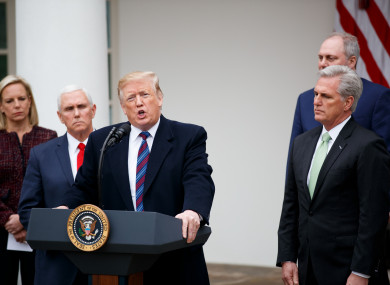US President Donald Trump at the White House Rose Garden.