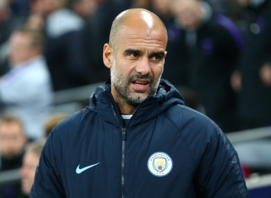 Guardiola's side beat Liverpool at the Etihad last week.