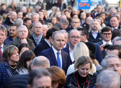 Fianna Fáil leader Mícheál Martin in a large crowd of doctors protesting outside the Dáil (February 2019).