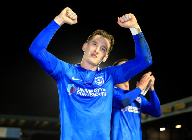 Ronan Curtis celebrates at full-time.